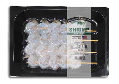 plain shrimp skewer with ethos label in black tray-4 skewers